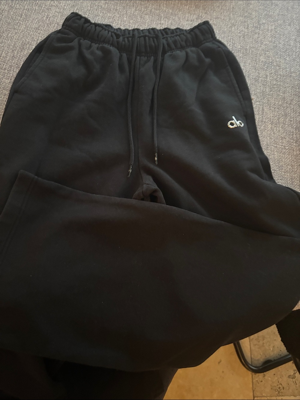 ALO Black Sweatpants with Subtle Logo